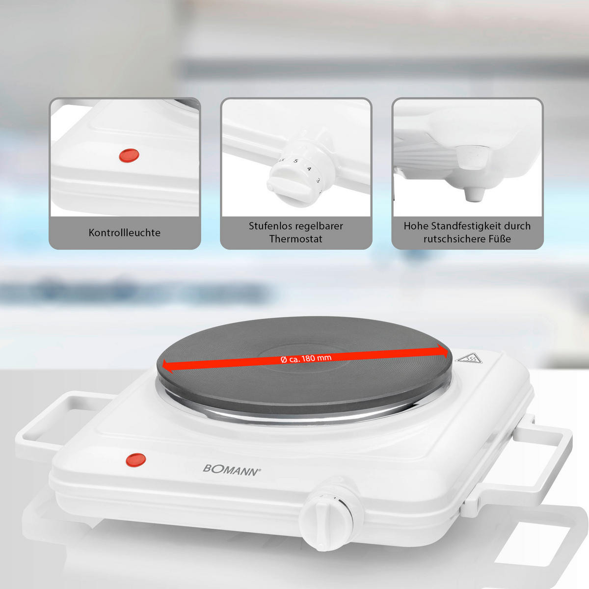 KOCHPLATTE  - Weiß Hochglanz, Basics, Metall (36/7/28,5cm) - Bomann