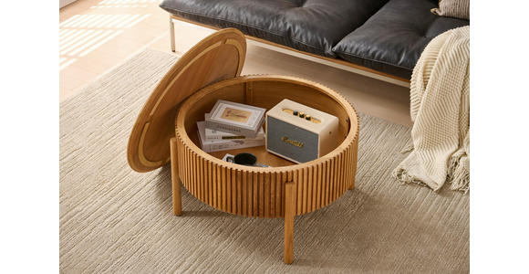 COUCHTISCH Eiche furniert, massiv 75/75/42 cm rund Naturfarben - Eichefarben/Naturfarben, Natur, Holz/Holzwerkstoff (75/75/42cm) - Waldwelt