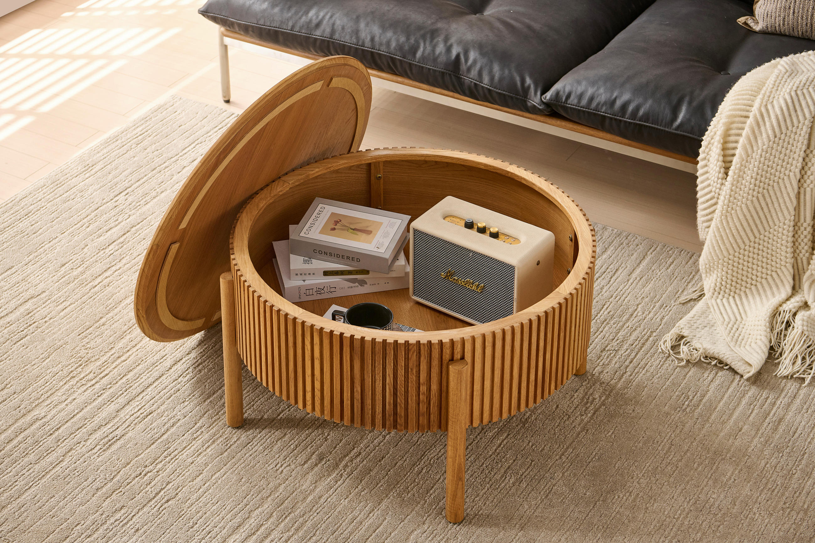 COUCHTISCH Eiche furniert, massiv 75/75/42 cm rund Naturfarben  - Eichefarben/Naturfarben, Natur, Holz/Holzwerkstoff (75/75/42cm) - Waldwelt