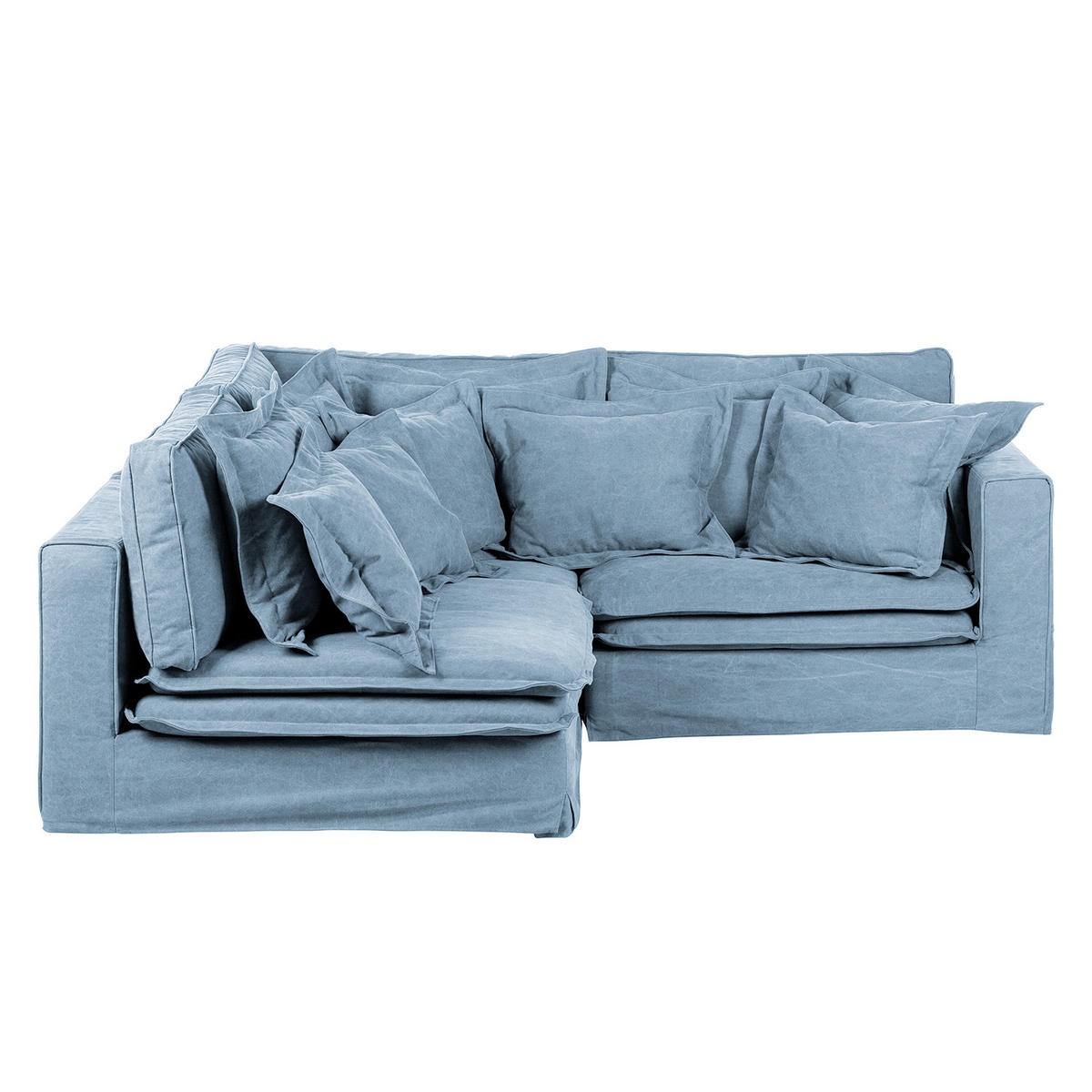 ECKSOFA STELLA Blau Webstoff Zierkissen, Rückenkissen  - Blau/Schwarz, Design, Kunststoff/Textil (238/222cm) - P & B