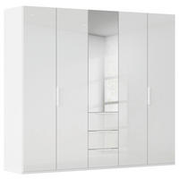 DREHTÜRENSCHRANK 251/235/61 cm,  in Weiß, Weiß Hochglanz, 5-türig  - Weiß Hochglanz/Weiß, Basics, Glas/Holzwerkstoff (251/235/61cm) - Novel