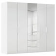 DREHTÜRENSCHRANK 251/223/61 cm,  in Weiß, Weiß Hochglanz, 5-türig  - Weiß Hochglanz/Weiß, Basics, Glas/Holzwerkstoff (251/223/61cm) - Novel