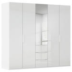 DREHTÜRENSCHRANK 251/223/61 cm,  in Weiß, Weiß Hochglanz, 5-türig  - Weiß Hochglanz/Weiß, Basics, Glas/Holzwerkstoff (251/223/61cm) - Novel