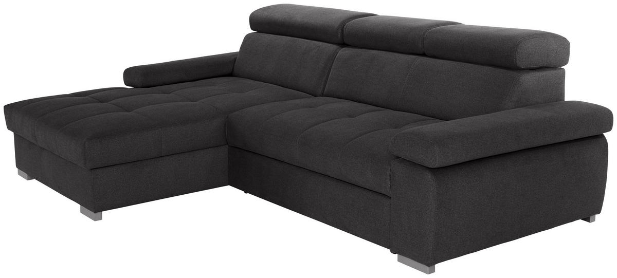 ECKSOFA in Velours Graphitfarben  - Silberfarben/Graphitfarben, Design, Holz/Textil (183/292cm) - Livetastic