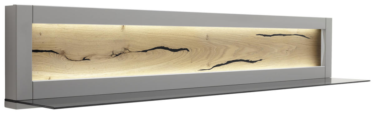 WANDBOARD in 150/28/25 cm Grau, Eichefarben  - Eichefarben/Grau, Design, Glas/Holzwerkstoff (150/28/25cm) - MID.YOU