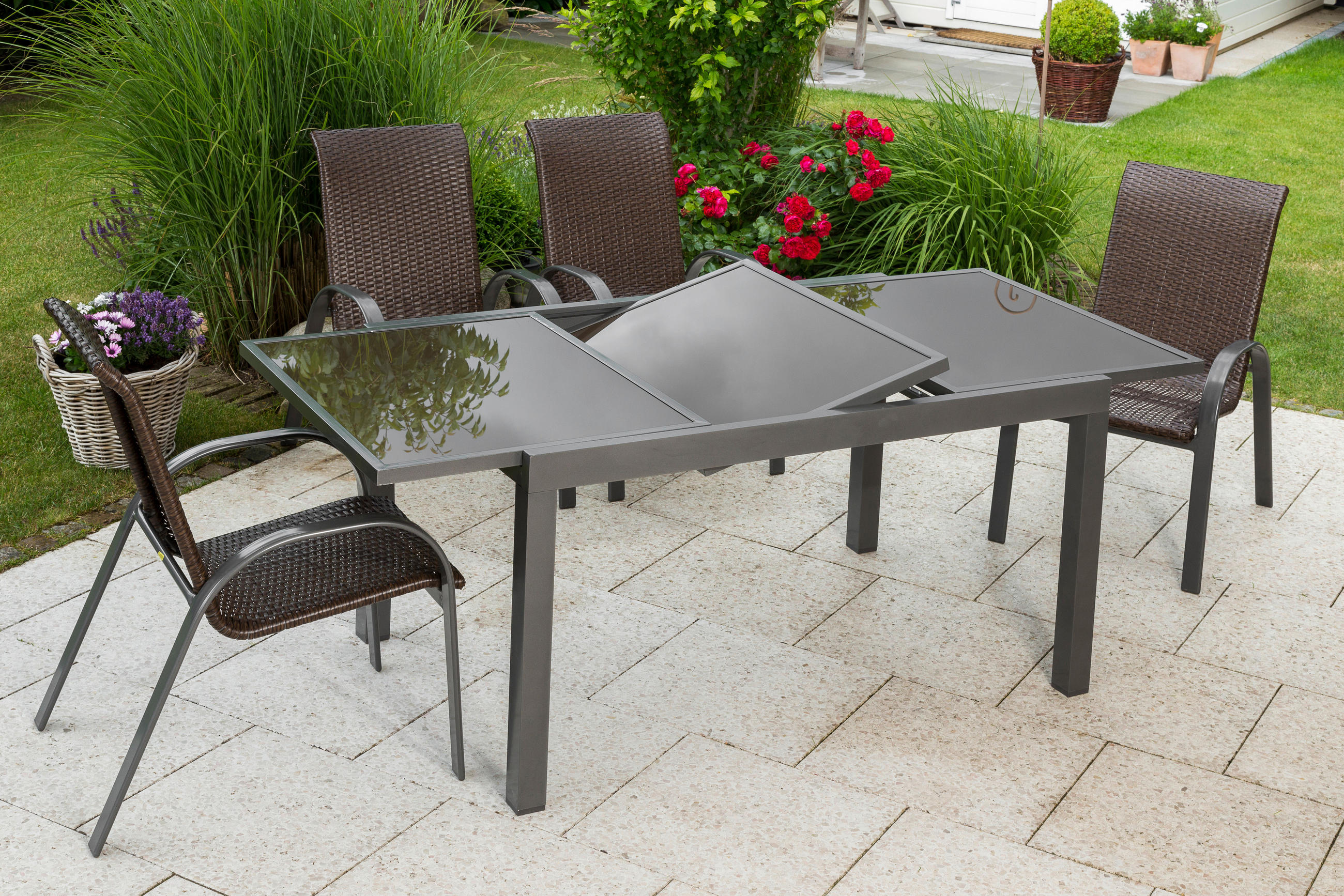 GARTENSET Aluminium  - Graphitfarben/Braun, MODERN, Kunststoff/Metall - Gardenson