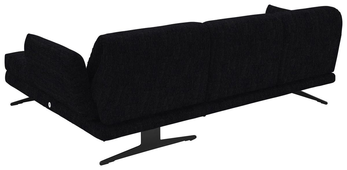 ECKSOFA in Flachgewebe Schwarz  279-327/176-217 cm  - Schwarz, Design, Textil/Metall (279-327/176-217cm) - Dieter Knoll