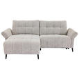 ECKSOFA  in Webstoff Grau Rücken echt, Armteilverstellung, Relaxfunktion  156/220 cm  - Schwarz/Grau, Design, Textil/Metall (156/220cm) - Carryhome