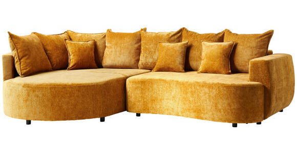 ECKSOFA  in Chenille Goldfarben  194,0/307,0 cm  - Goldfarben/Schwarz, Design, Kunststoff/Textil (194,0/307,0cm) - Carryhome