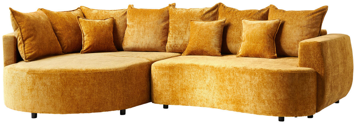 ECKSOFA Goldfarben Chenille  - Goldfarben/Schwarz, Design, Kunststoff/Textil (194,0/307,0cm) - Carryhome