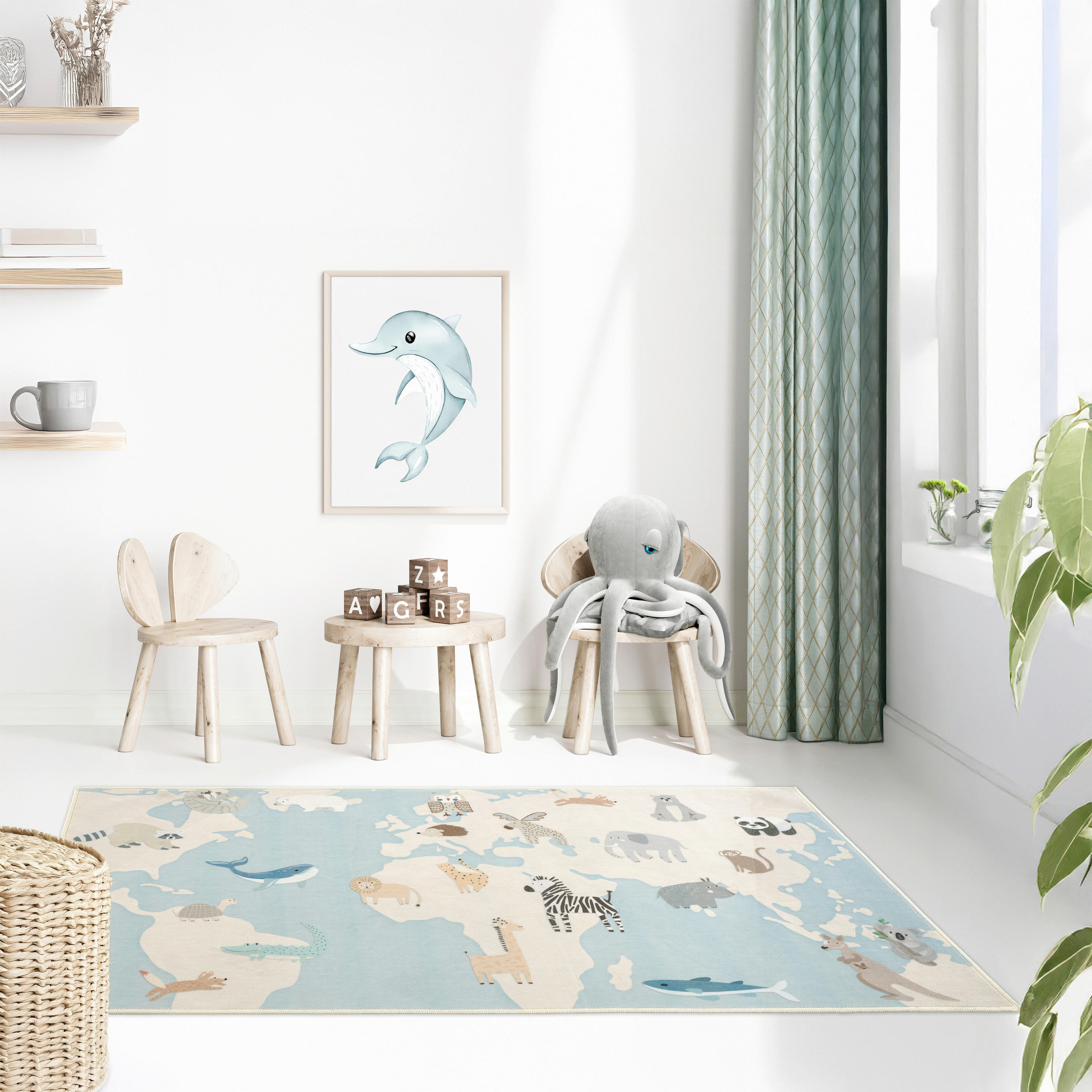 KINDERTEPPICH 80/150 cm LIVING ZOONIA  - Pastellblau/Multicolor, Design, Kunststoff/Textil (80/150cm) - Lindorug
