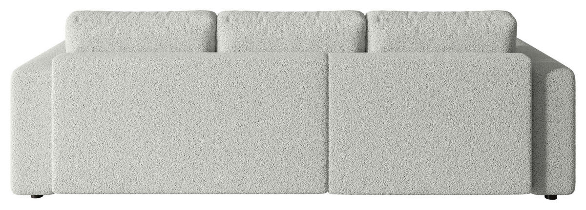 ECKSOFA Weiß Bouclé Zierkissen, Rückenkissen, Bettkasten, Schlaffunktion, Rücken echt, Liegefläche im Originalstoff  - Schwarz/Weiß, MODERN, Kunststoff/Textil (190/280cm) - Carryhome
