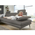 ECKSOFA in Echtleder Hellgrau  180/310 cm  - Hellgrau/Schwarz, Design, Leder/Metall (180/310cm) - Dieter Knoll