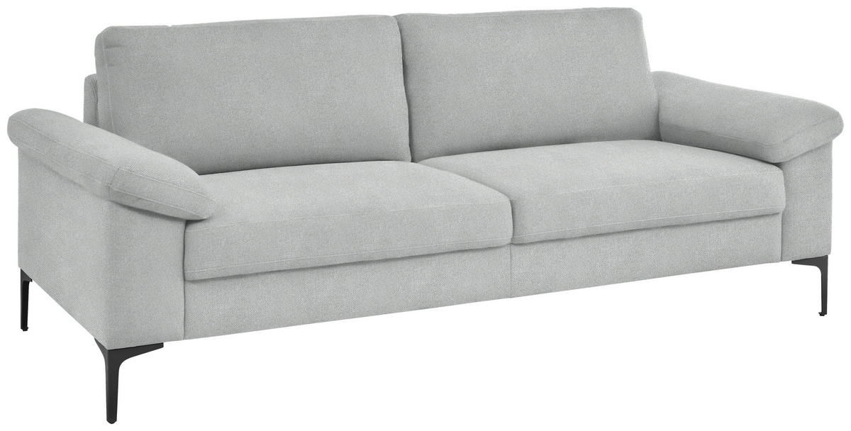 3-SITZER-SOFA in Flachgewebe Silberfarben  - Silberfarben/Schwarz, Design, Textil/Metall (226/89/97cm) - Pure Home Lifestyle