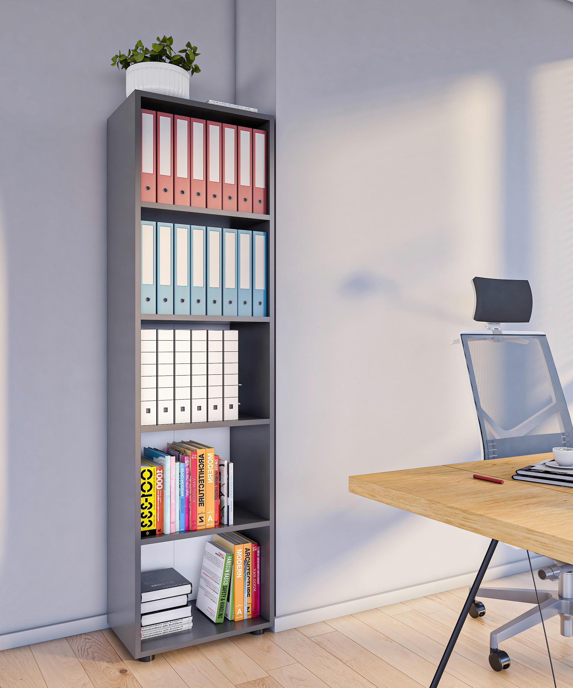 ÉTAGÈRE 49/178/32 cm Anthrazit - Anthrazit/Schwarz, Modern, Holzwerkstoff/Kunststoff (49/178/32cm) - MID.YOU