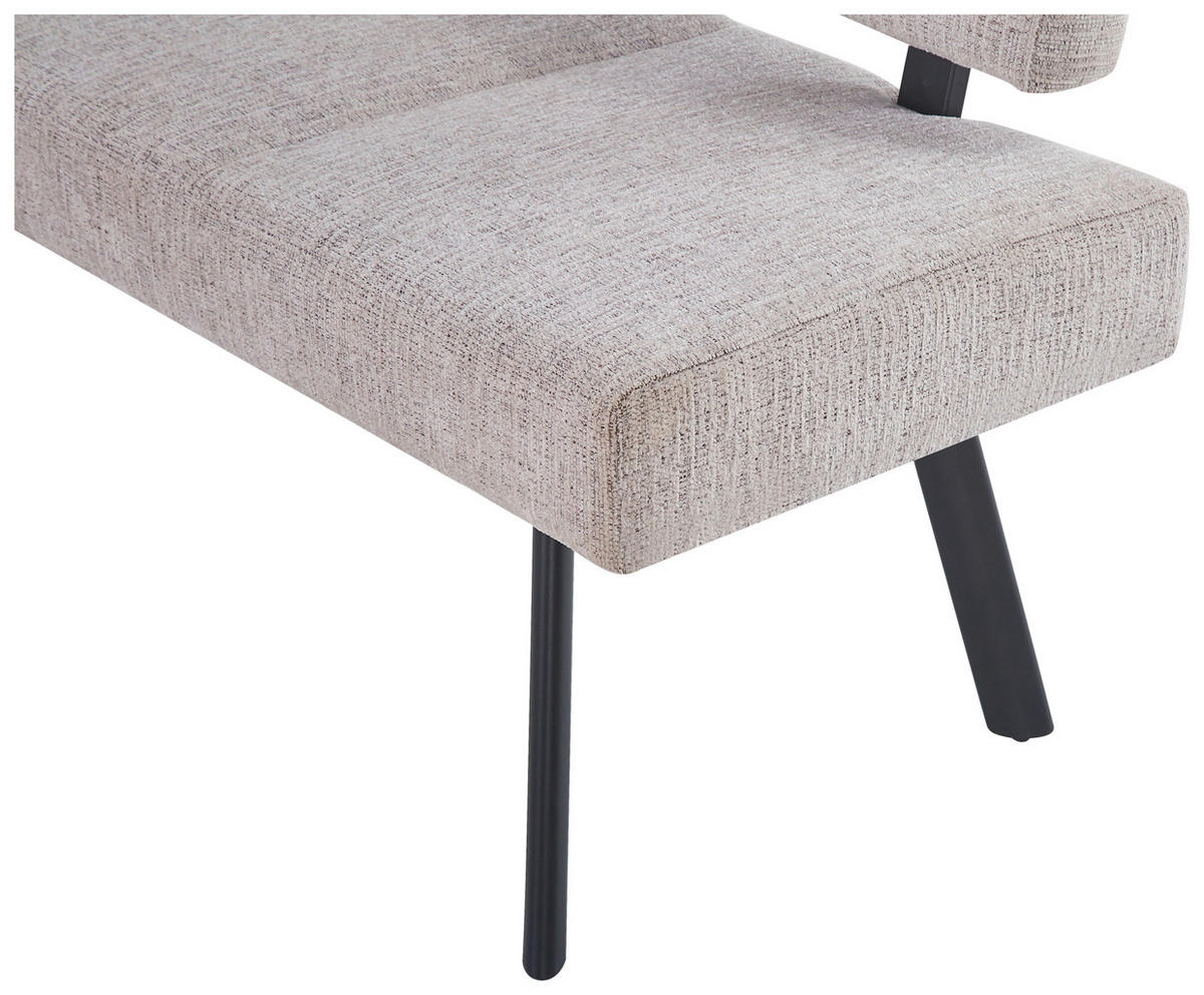 ECKBANK Metall, Textil Beige  - Beige/Schwarz, Konventionell, Textil/Metall (150/190cm) - MID.YOU