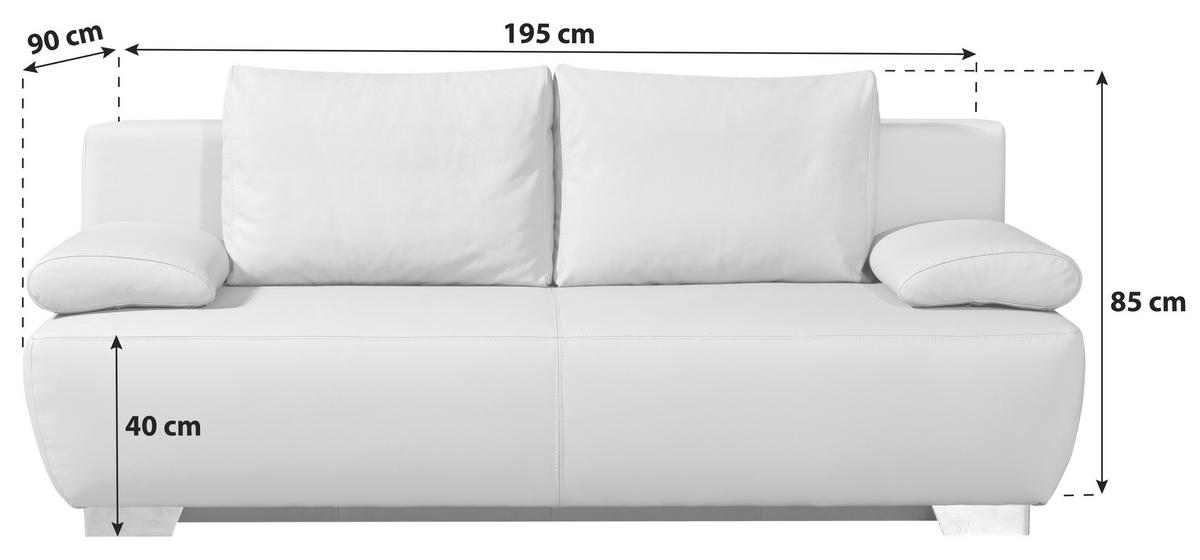 SCHLAFSOFA Beige Echtleder  - Chromfarben/Beige, KONVENTIONELL, Leder/Metall (195/85/90cm) - Livetastic