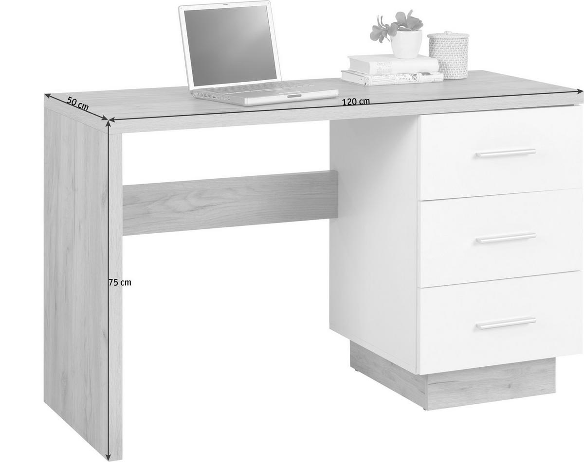 SCHREIBTISCH 120/50/75 cm  in Weiß, Eiche Wotan  - Eichefarben/Eiche Wotan, MODERN, Holzwerkstoff/Kunststoff (120/50/75cm) - Hom`in