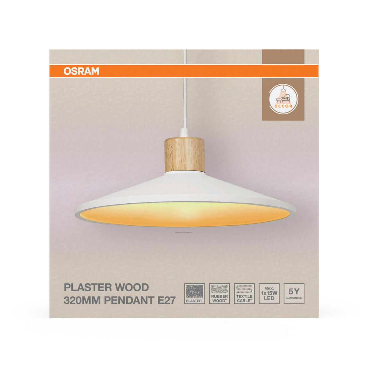 HÄNGELEUCHTE 32/116.5 cm  - Basics, Holz/Stein (32/116.5cm) - Osram