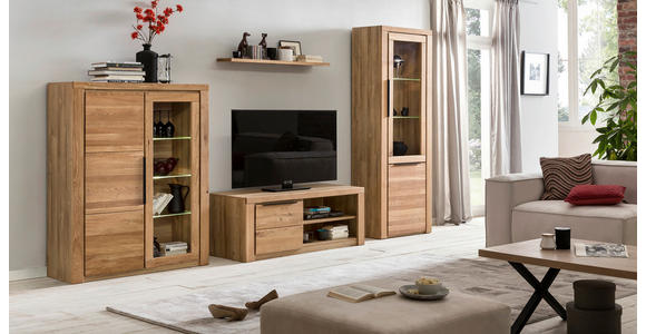 HIGHBOARD in 108/141/40 cm - Eichefarben/Schwarz, Natur, Glas/Holz (108/141/40cm) - Carryhome