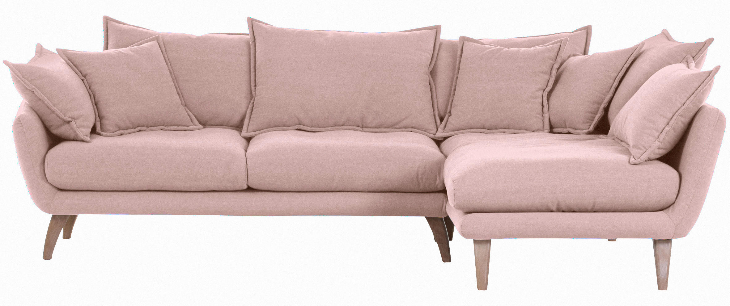 ECKSOFA Rosa Mikrofaser  - Buchefarben/Rosa, Trend, Holz/Textil (267/170cm) - Ambia Home