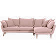 ECKSOFA Rosa Mikrofaser  - Buchefarben/Rosa, Trend, Holz/Textil (267/170cm) - Ambia Home