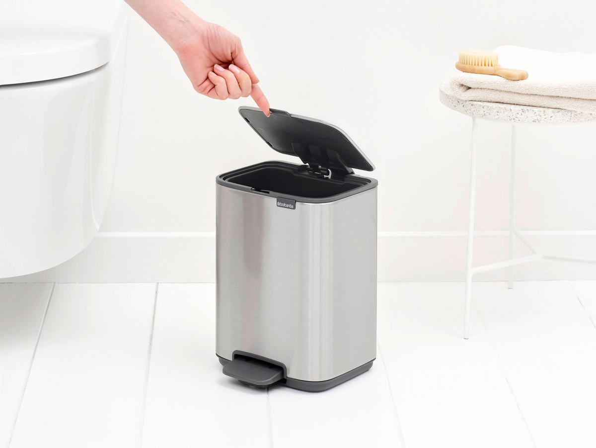 KANTA SA PAPUČICOM  4 l   - boja nerđajućeg čelika/antracit, Konvencionalno, metal/plastika (20/26,8/20,5cm) - Brabantia