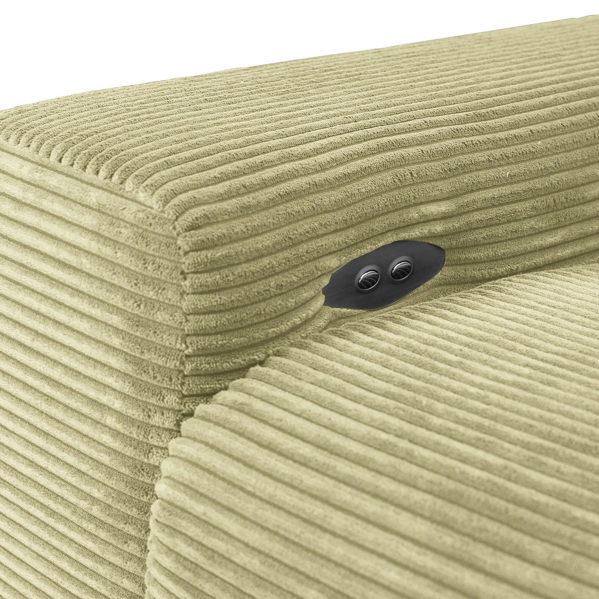 ECKSOFA in Cord Hellgrün  - Schwarz/Hellgrün, Konventionell, Textil/Metall (295/165cm) - Carryhome