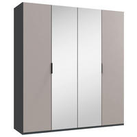FALTTÜRENSCHRANK 200/216/58 cm 2-türig Graphitfarben, Grau, Sahara  - Schwarz/Graphitfarben, Design, Glas/Holzwerkstoff (200/216/58cm) - Boxxx