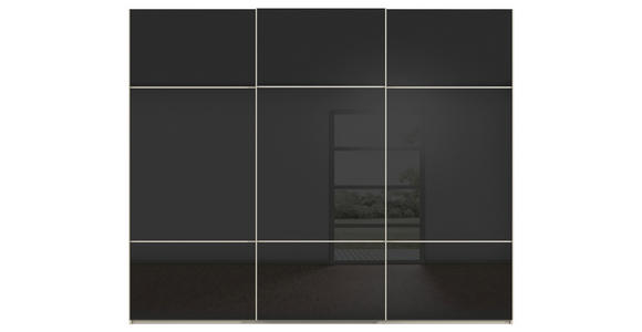 SCHWEBETÜRENSCHRANK in Schwarz, Champagner - Champagner/Schwarz, KONVENTIONELL, Glas/Holzwerkstoff (242/223/68cm) - Novel
