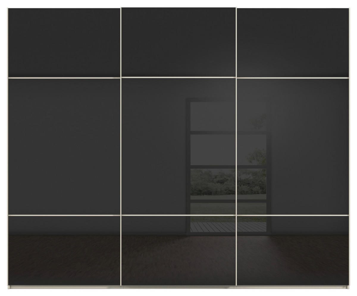 SCHWEBETÜRENSCHRANK 301/223/68 cm 3-türig Schwarz, Champagner  - Champagner/Schwarz, KONVENTIONELL, Glas/Holzwerkstoff (301/223/68cm) - Novel