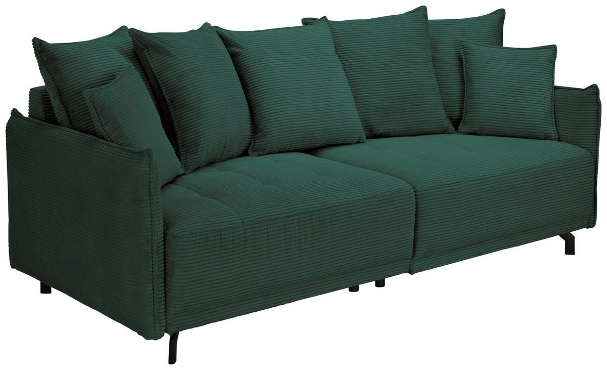 BIGSOFA in Cord Dunkelgrün  - Dunkelgrün/Schwarz, Design, Textil/Metall (226/91/103cm) - Carryhome