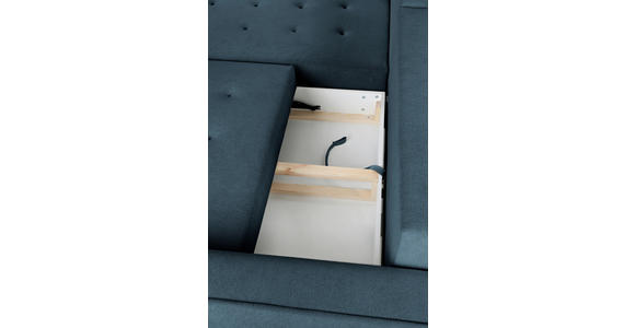 ECKSOFA Blau Chenille  - Blau/Schwarz, KONVENTIONELL, Holz/Textil (180/266cm) - Carryhome