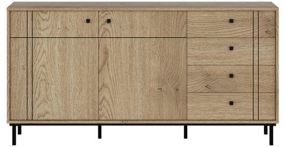 SIDEBOARD in 160,2/81,8/37 cm - Eichefarben/Schwarz, MODERN, Holzwerkstoff/Kunststoff (160,2/81,8/37cm) - Carryhome