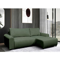 ECKSOFA in Struktur Grün  250/160 cm  - Schwarz/Grün, Design, Kunststoff/Textil (250/160cm) - MID.YOU