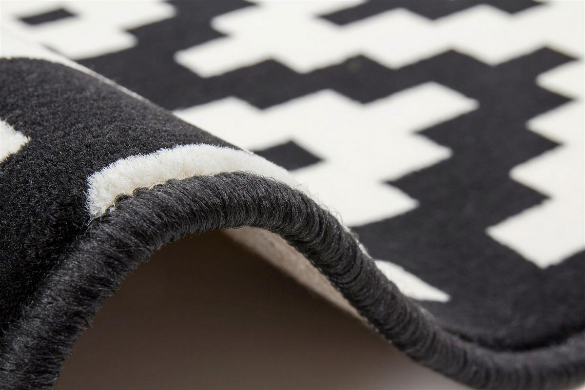 FLATVÄVD MATTA 80/150 cm  - vit/svart, Basics, textil (80/150cm) - Kayoom