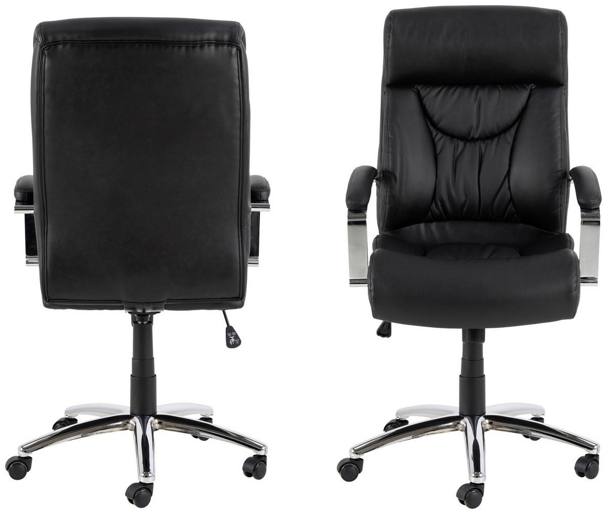 CHEFSESSEL  in Lederlook, Lederlook (vegan) Schwarz  - Chromfarben/Schwarz, Design, Textil/Metall (64,5/120/83cm) - MID.YOU