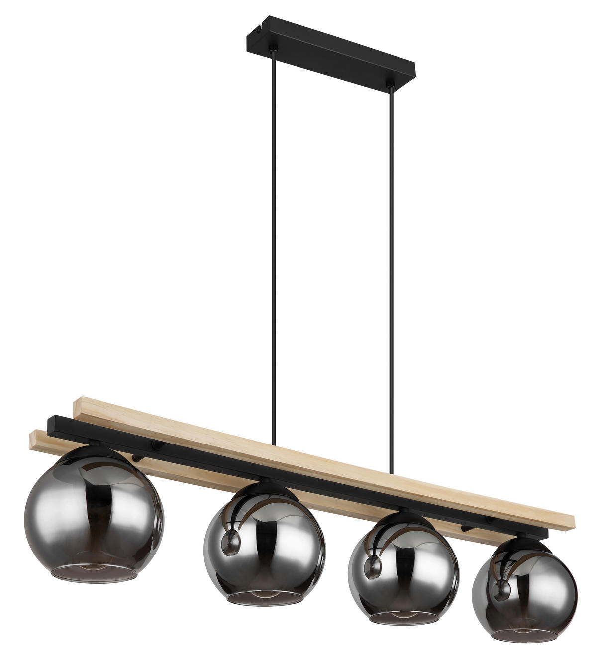HÄNGELEUCHTE 85/15/120 cm    - Schwarz/Naturfarben, Natur, Glas/Holz (85/15/120cm) - Globo
