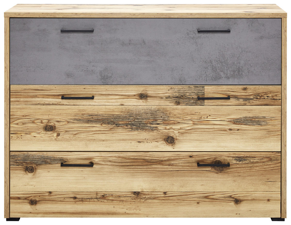 KOMMODE  in 120/89,4/38 cm  - Fichtefarben/Schwarz, MODERN, Holzwerkstoff/Kunststoff (120/89,4/38cm) - Livetastic