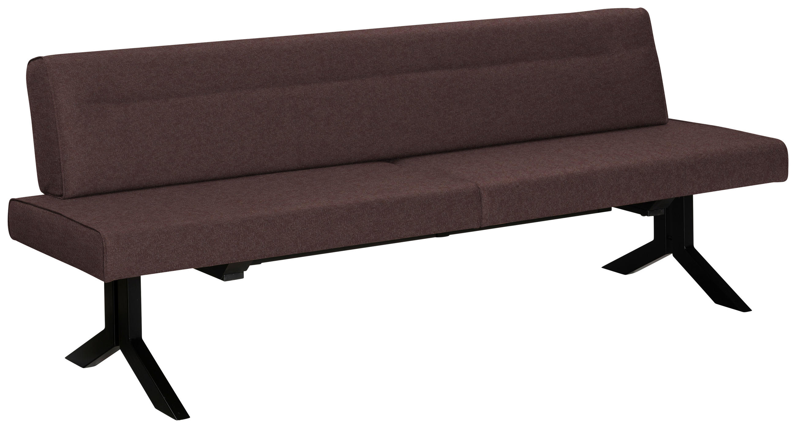 SITZBANK 220/87/70 cm Lederlook (vegan) Dunkelbraun Metall  - Dunkelbraun/Schwarz, KONVENTIONELL, Textil/Metall (220/87/70cm) - Moderano