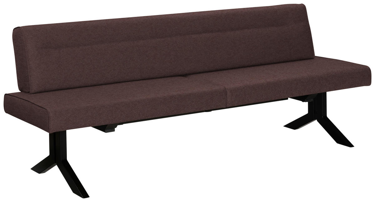 SITZBANK 220/87/70 cm Lederlook (vegan) Dunkelbraun Metall  - Dunkelbraun/Schwarz, KONVENTIONELL, Textil/Metall (220/87/70cm) - Moderano