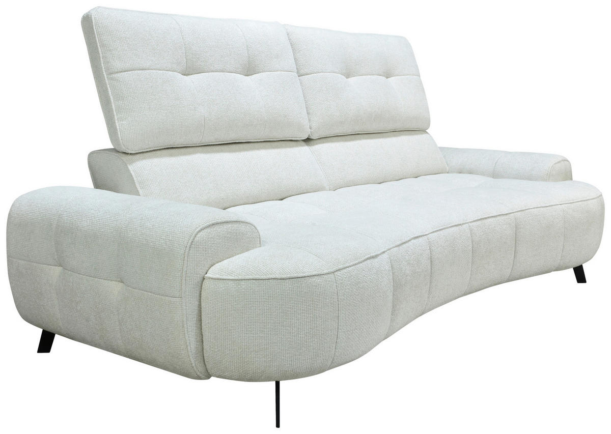 2-SITZER-SOFA Chenille Creme  - Creme/Schwarz, Design, Kunststoff/Textil (230/84/104/111/122cm) - Livetastic