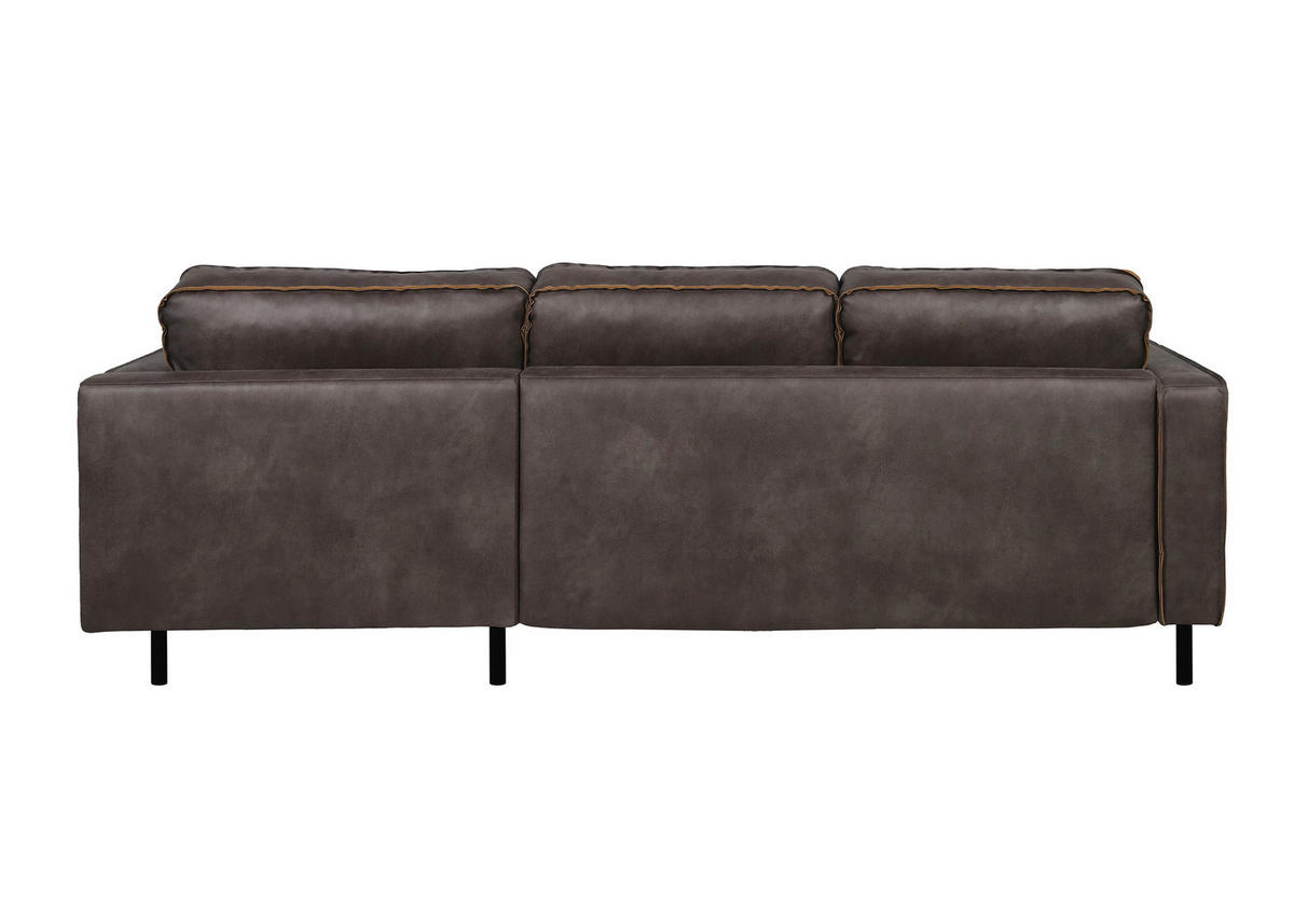 ECKSOFA WATKINS Dunkelgrau Echtleder Lederlook, Mikrofaser  - Dunkelgrau/Schwarz, MODERN, Leder/Textil (232/161cm) - Trendmanufaktur