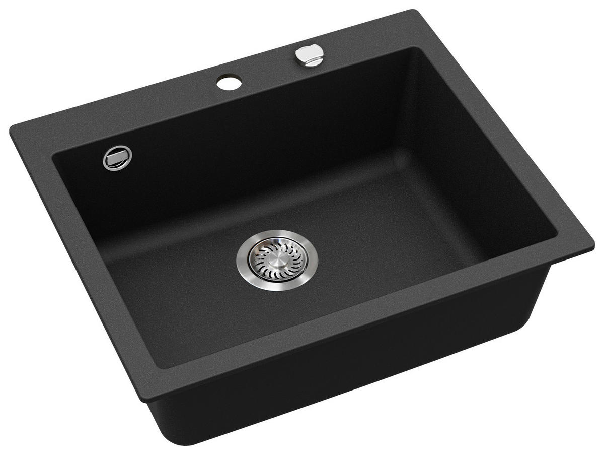 SPÜLE VELA101BL  - Schwarz, Basics, Stein (61/20/51cm) - Visiona