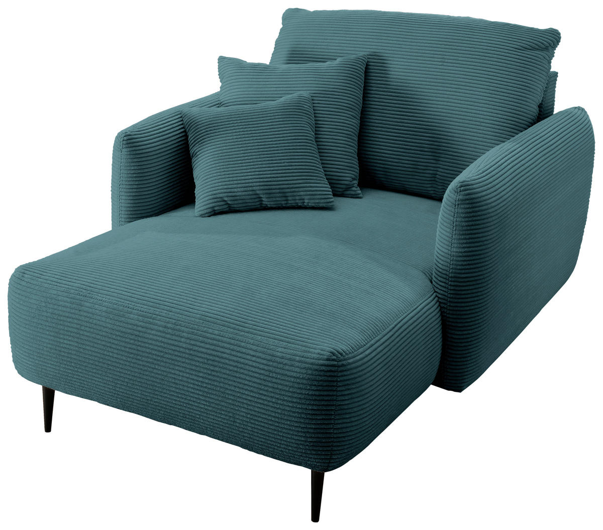 XXL-SESSEL in Cord Petrol  - Petrol/Schwarz, Design, Textil/Metall (112/95/158cm) - Livetastic