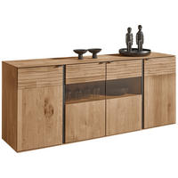 SIDEBOARD Eichefarben  192/81/44 cm  - Eichefarben/Anthrazit, Natur, Glas/Holz (192/81/44cm) - Valnatura