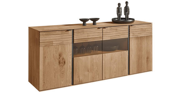 SIDEBOARD Eichefarben  192/81/44 cm  - Eichefarben/Anthrazit, Natur, Glas/Holz (192/81/44cm) - Valnatura