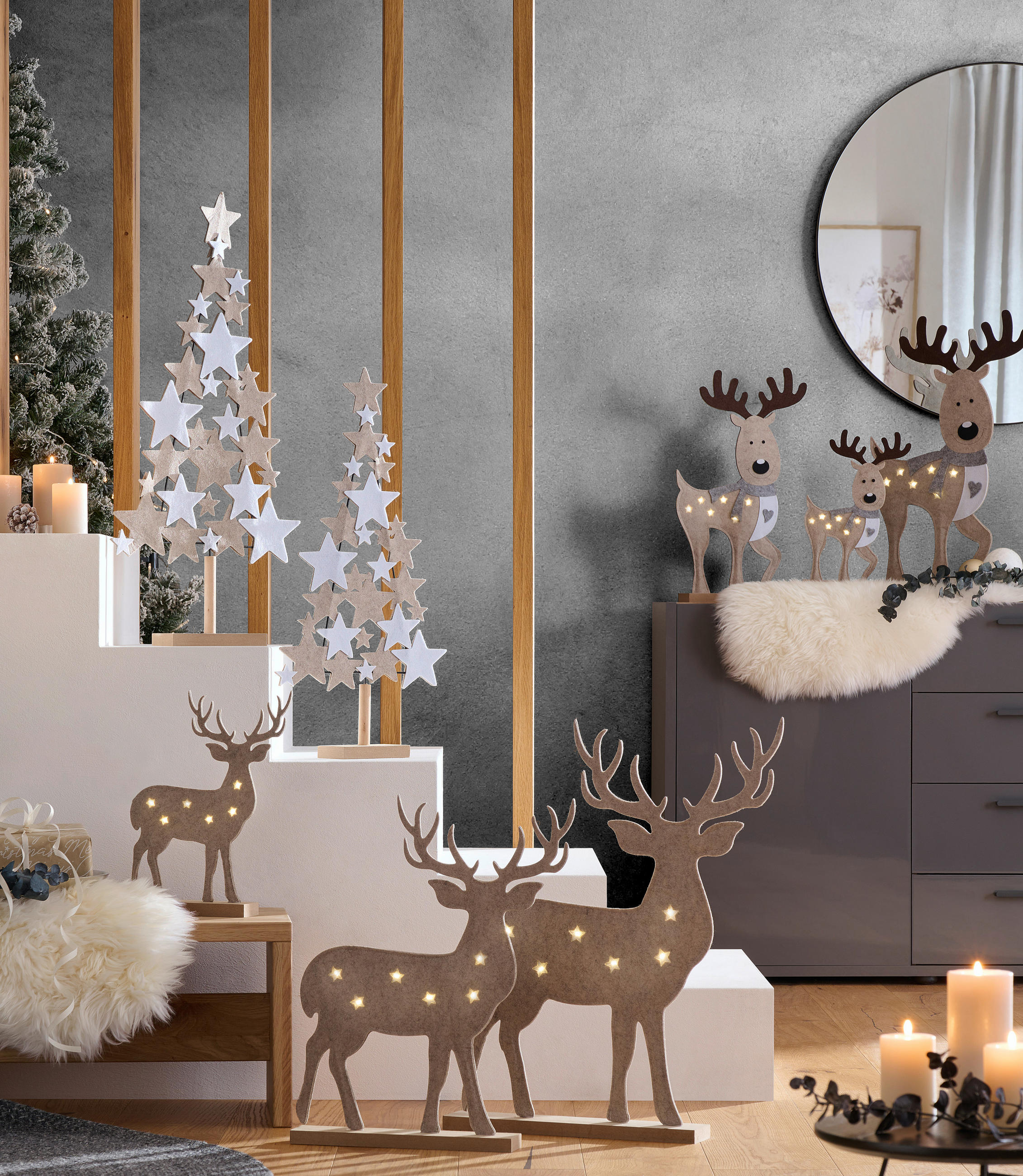 DEKORAČNÝ VIANOČNÝ STROMČEK - svetlohnedá/biela, Lifestyle, kompozitné drevo/textil (33/64/7cm) - X-Mas