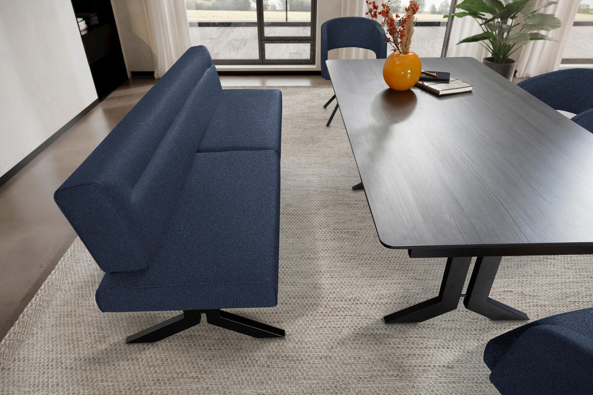 SITZBANK in Metall, Textil Dunkelblau  - Schwarz/Dunkelblau, Konventionell, Textil/Metall (220/87/70-86cm) - Moderano