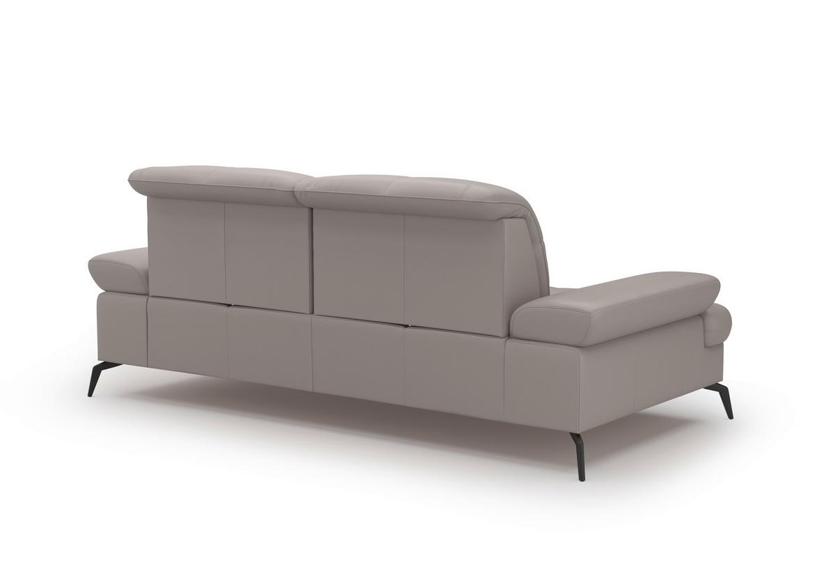 3-SITZER-SOFA in Echtleder Hellgrau  - Hellgrau/Schwarz, Konventionell, Leder/Metall (212/90/122cm) - Sit & More